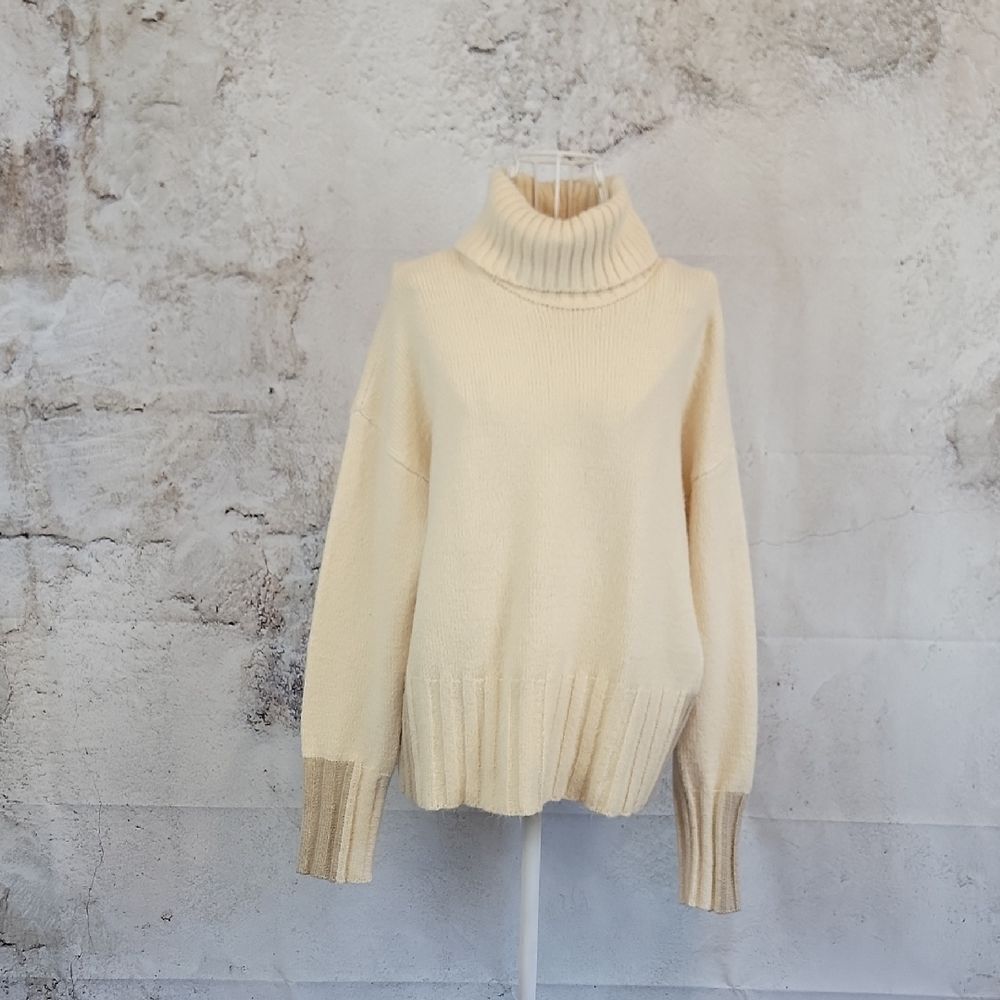 Peace Love World Cream Turtleneck Sweater Womens Size XS ( Runs Big )